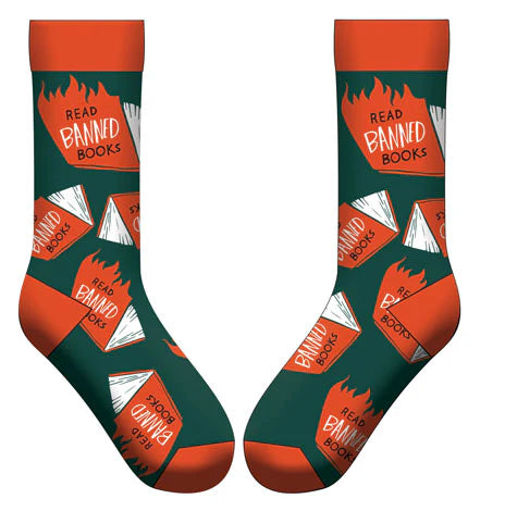 Banned Books Socks with Flames