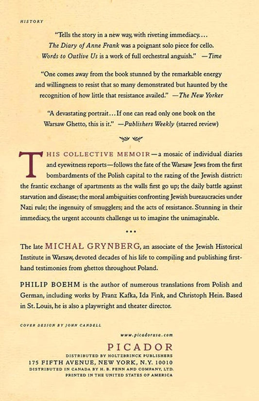 Words to Outlive Us: Eyewitness Accounts from the Warsaw Ghetto