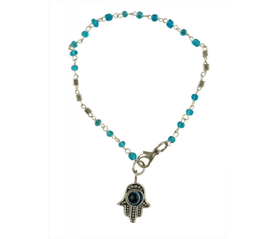 Beaded Kabbalah Bracelet with Decorative Hamsa Charm