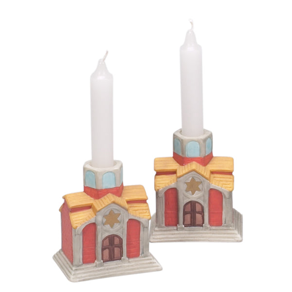 Ceramic Shabbat Candleholders (Synagogue Design)