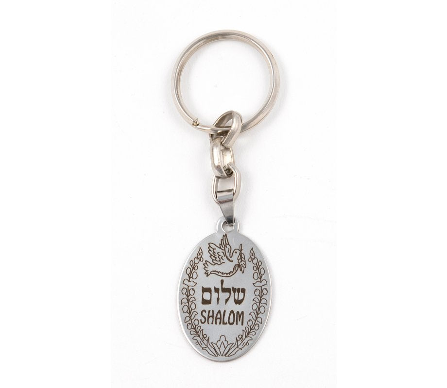 Dog Tag Keychain with Dove of Peace