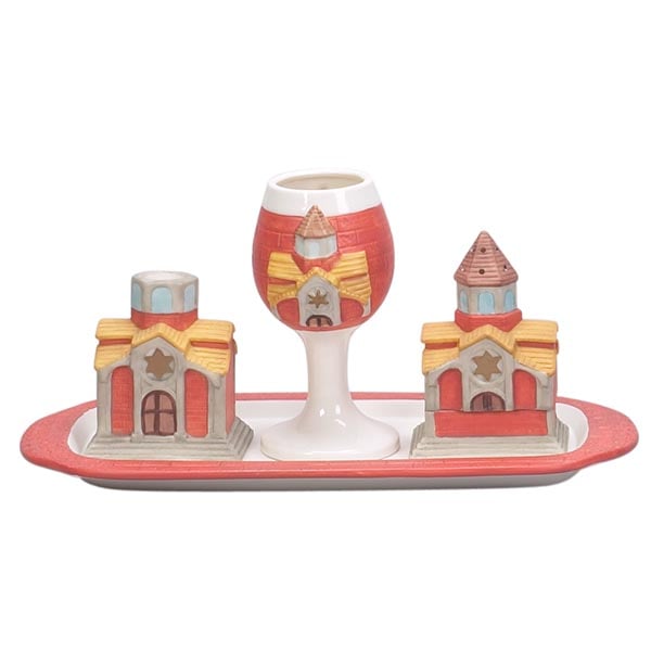 Ceramic Havdalah Set (Cup, Spice Box, Candleholder, and Tray)