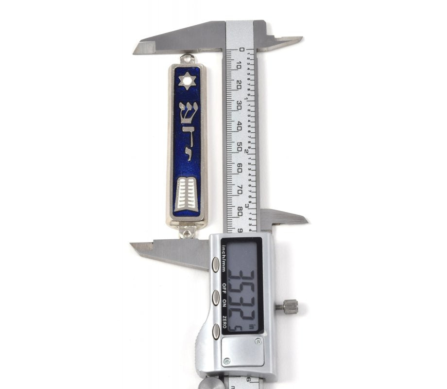 Small Silver and Blue Mezuzah