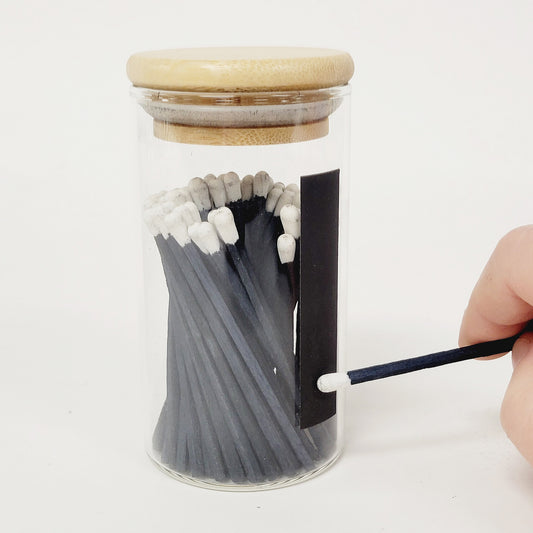 Glass Container with Blue Matches