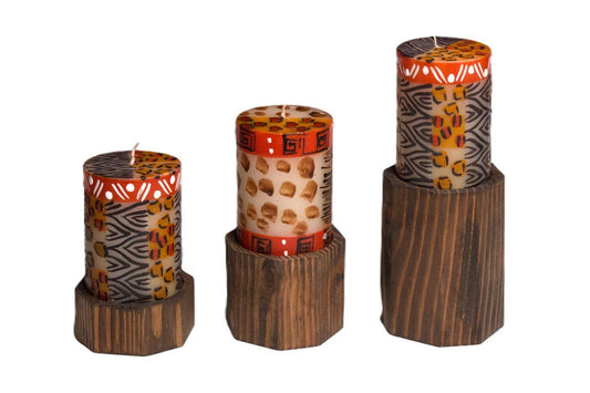 Dual Candle Holders for Pillars & Tapers - Dark Wood