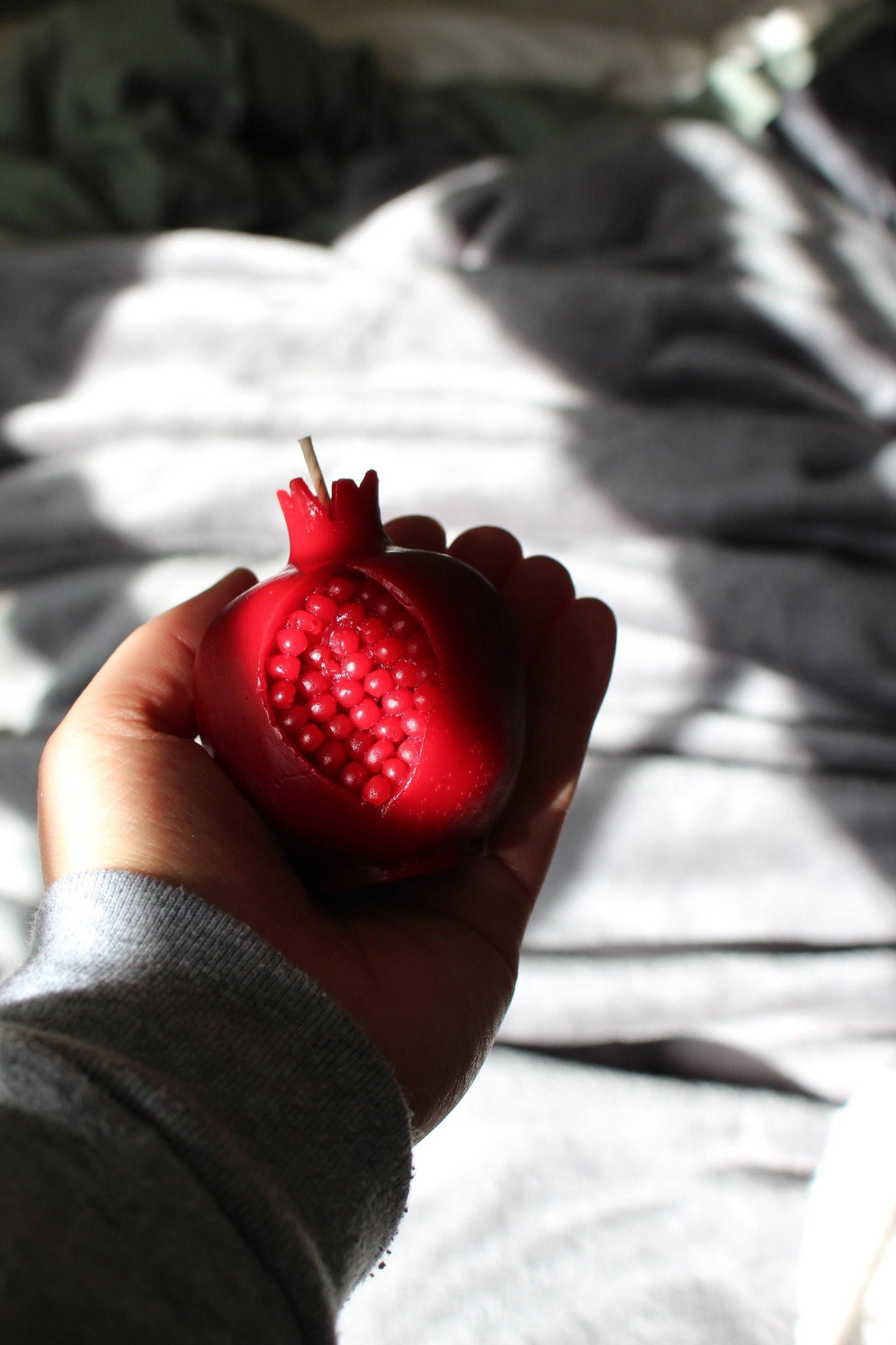 Cracked Crimson Pomegranate Beeswax Candle