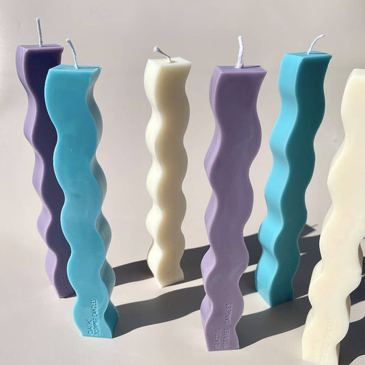Wavy Pillar Candle - Sky