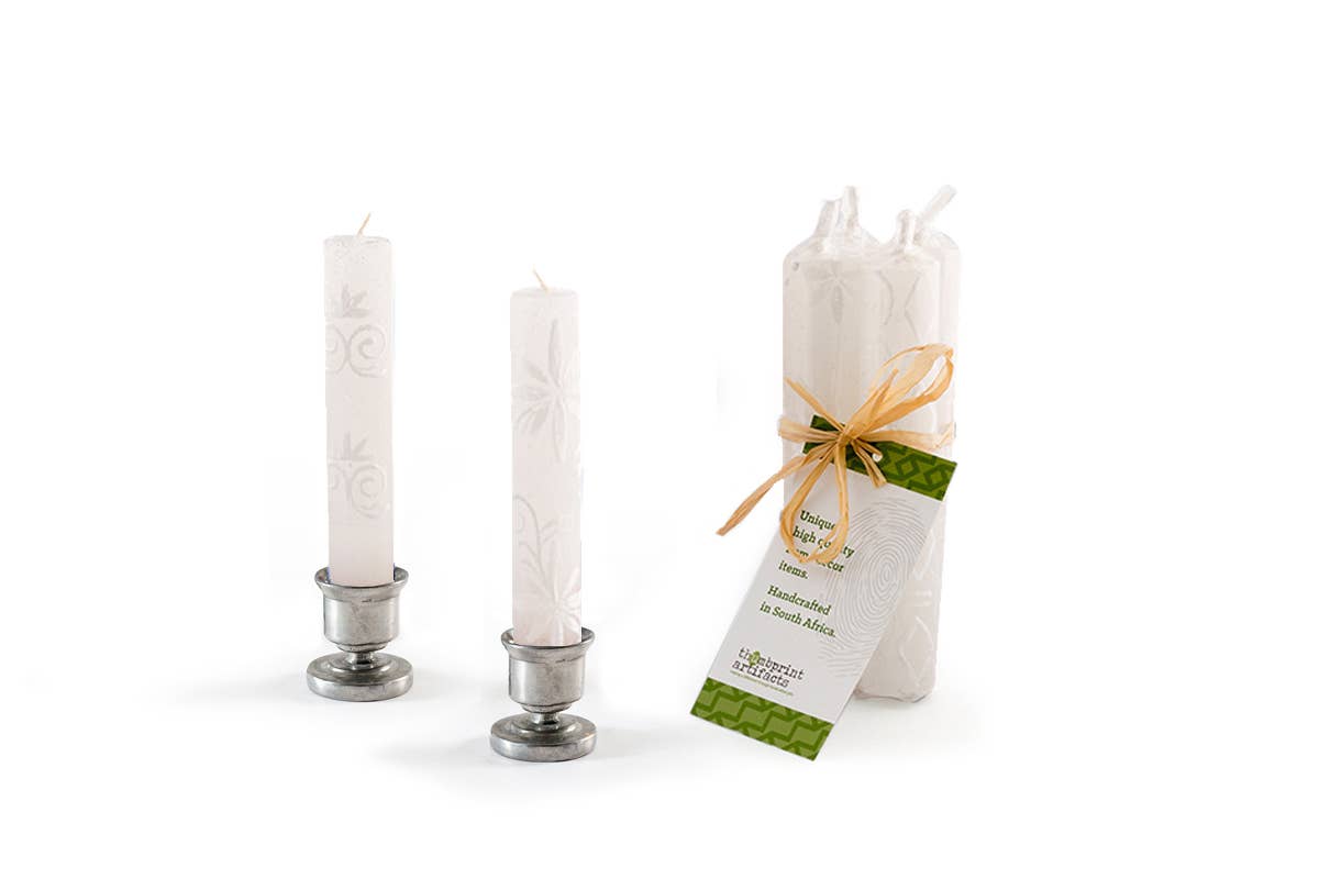 White on White Shabbat Candles