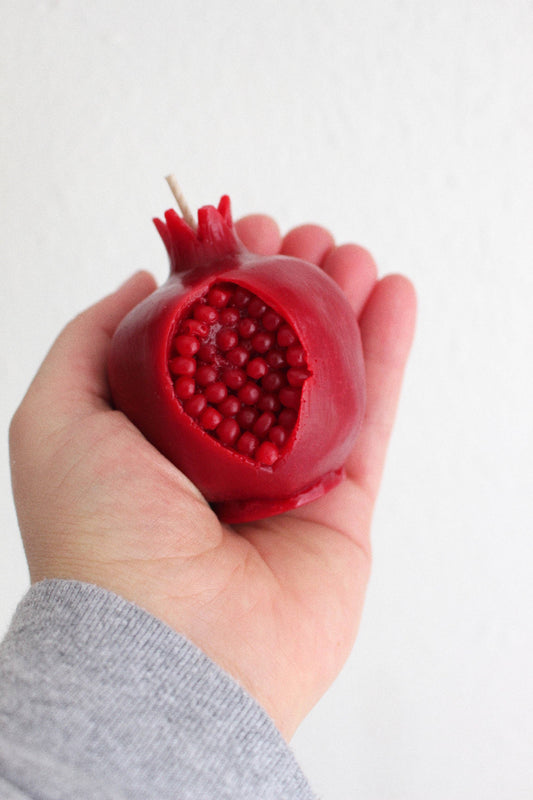 Cracked Crimson Pomegranate Beeswax Candle