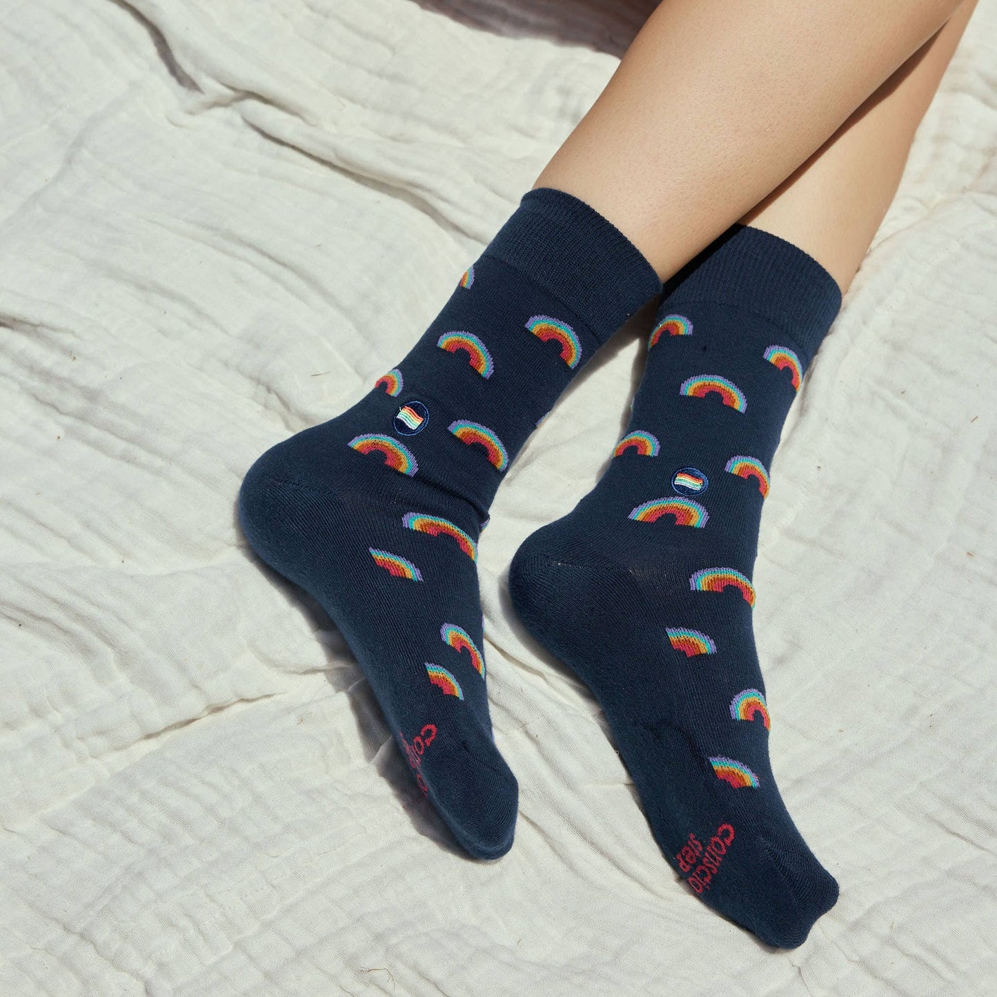 Socks that Save LGBTQ Lives (Navy Rainbows)