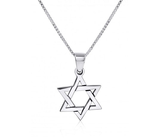 925 Sterling Silver Interlocking Triangles Star of David Necklace
