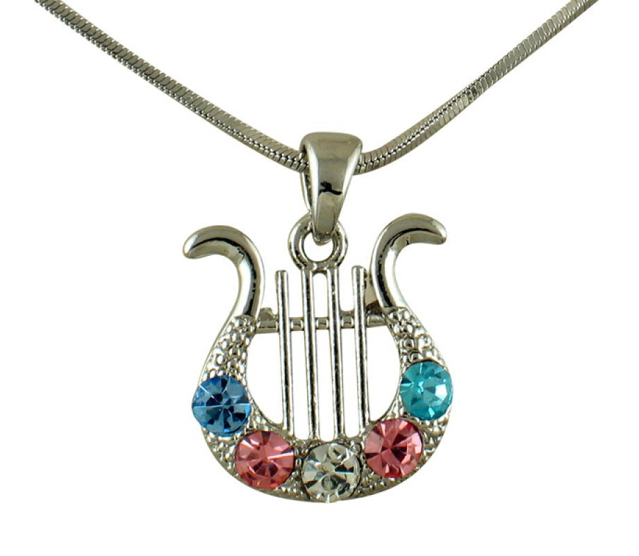 Rhodium Necklace with King David's Lyre