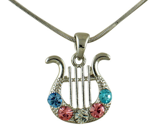 Rhodium Necklace with King David's Lyre
