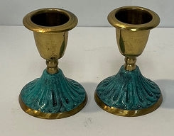 Brass Candleholders with Patina Base