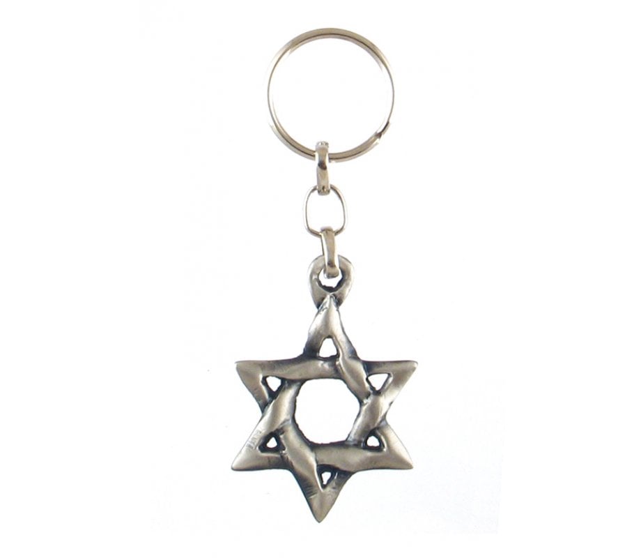 Pewter Star of David Keychain