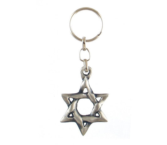 Pewter Star of David Keychain