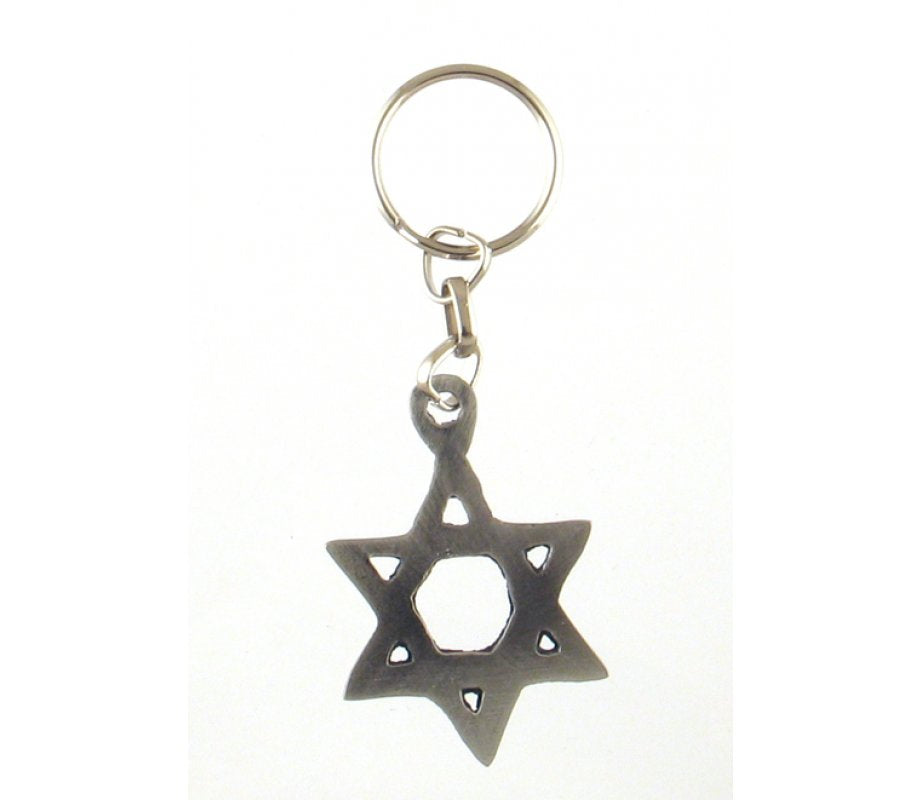 Pewter Star of David Keychain