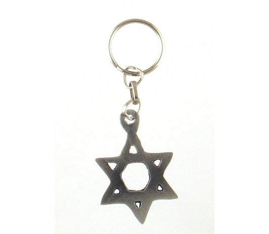 Pewter Star of David Keychain