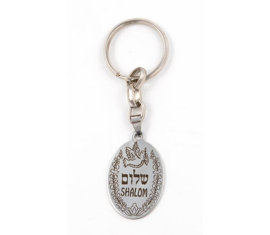 Dog Tag Keychain with Dove of Peace