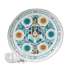 Porcelain Seder Plate with Six Plastic inserts
