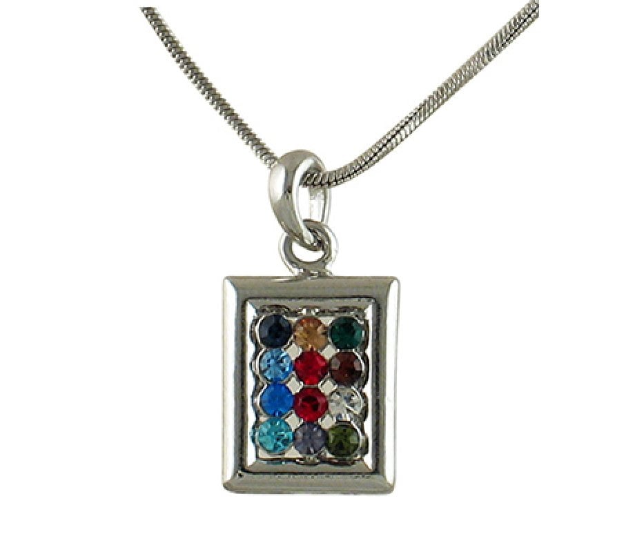 Rhodium Choshen Pendant on Sterling Silver Chain