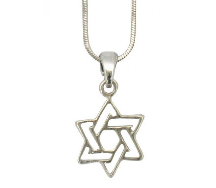 Rhodium Star of David Necklace