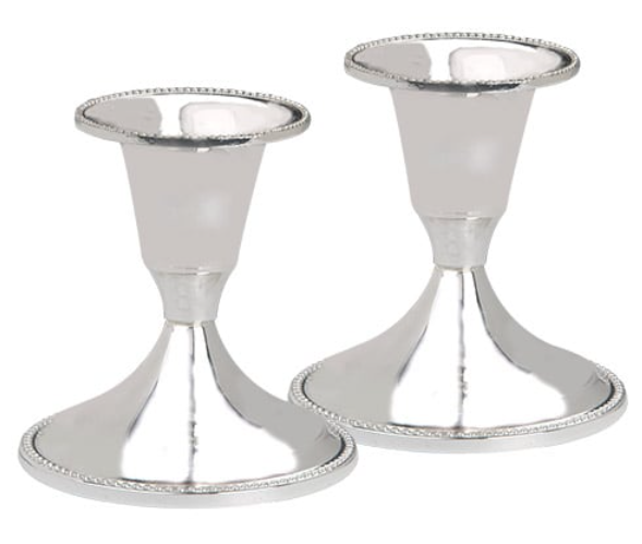 Small Silverplated Shabbat Candleholders Pair