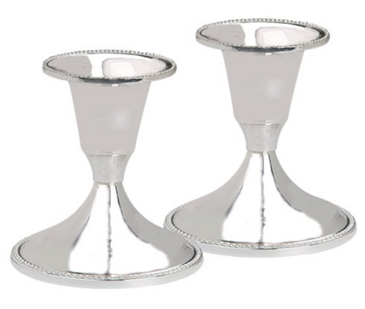 Small Silverplated Shabbat Candleholders Pair