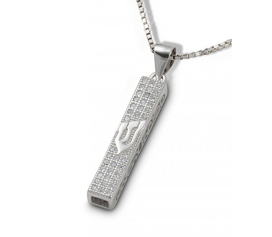 Sterling Silver Mezuzah Pendant Necklace
