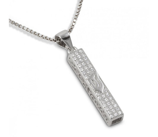 Sterling Silver Mezuzah Pendant Necklace