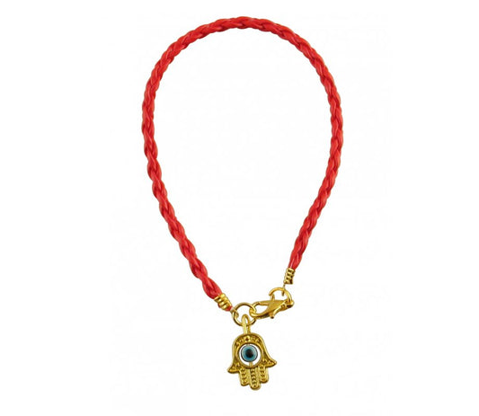Red Cord Kabbalah Bracelet with Hamsa Charm