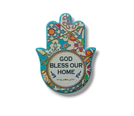 Ceramic Hamsa Magnet with Home Blessing