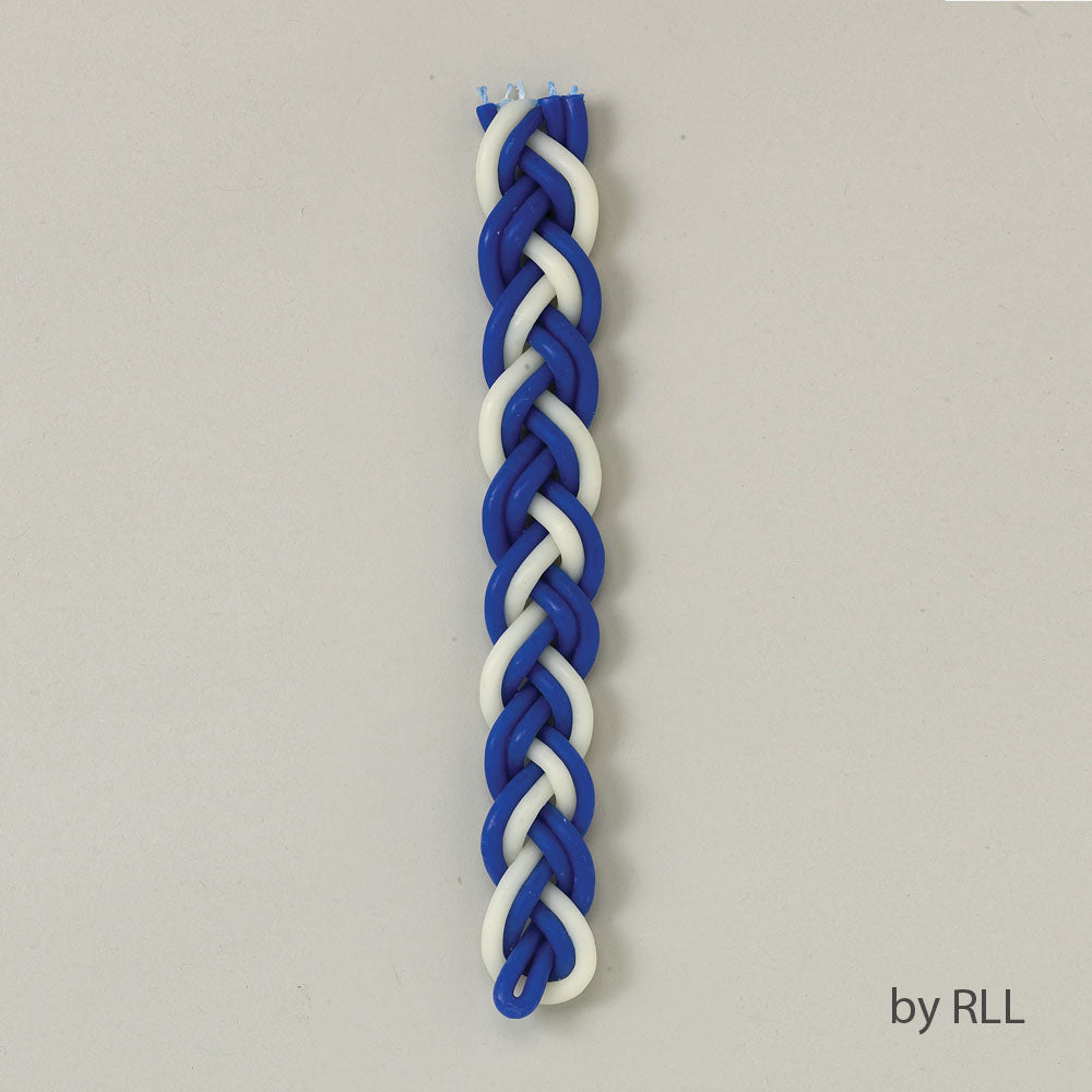 Blue/White Flat Beeswax Havdalah Candle