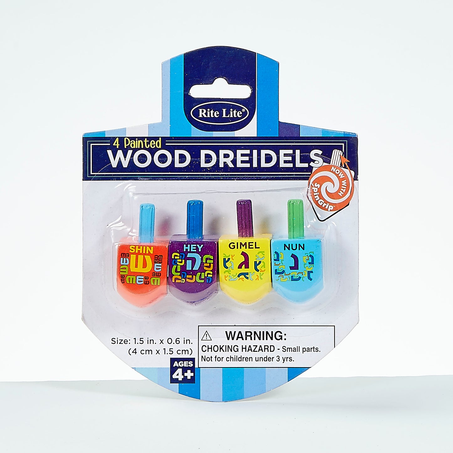 4 Small Painted Wood Dreidels