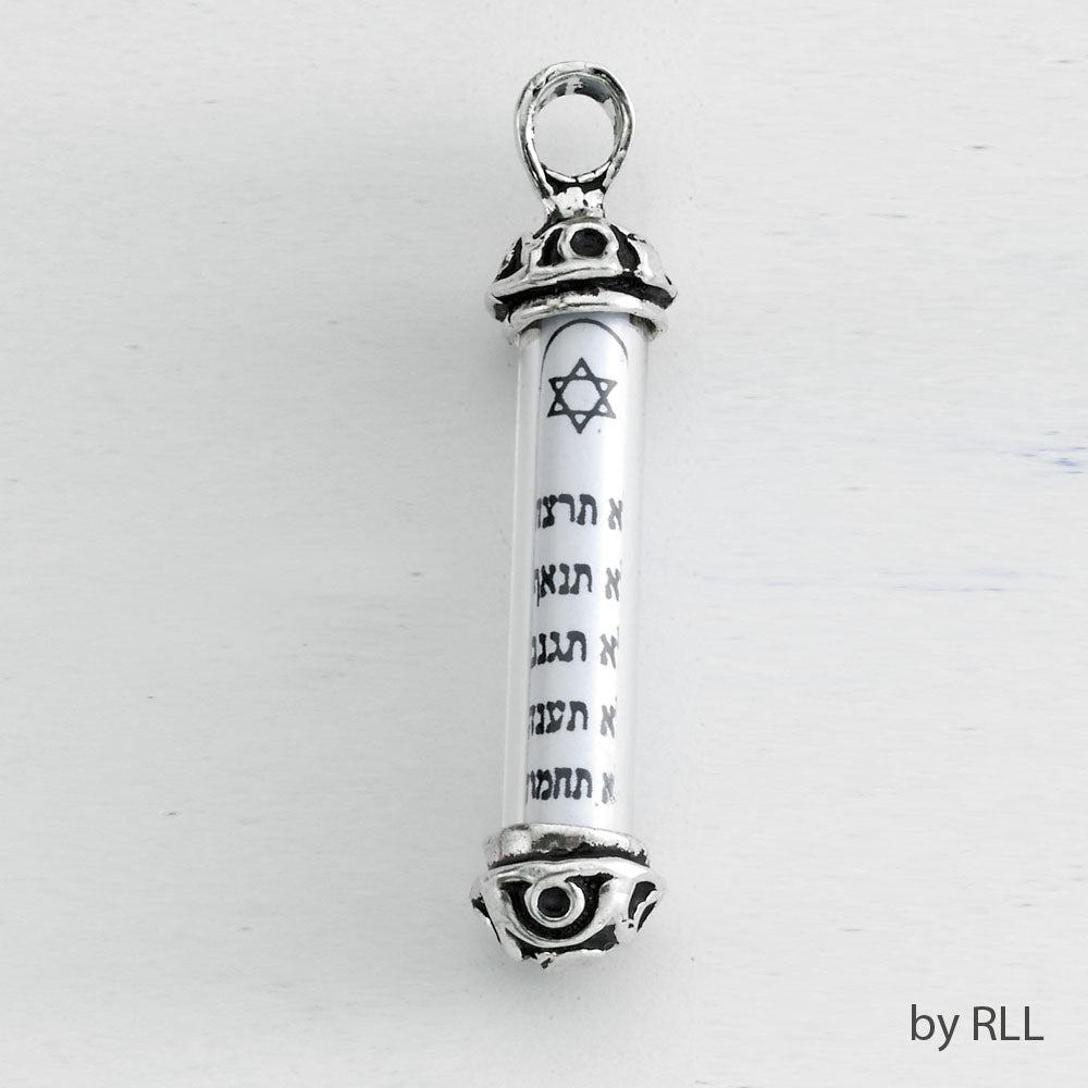 Sterling Silver 10 Commandments Mezuzah Necklace