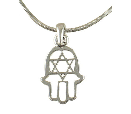 Rhodium Hamsa Necklace