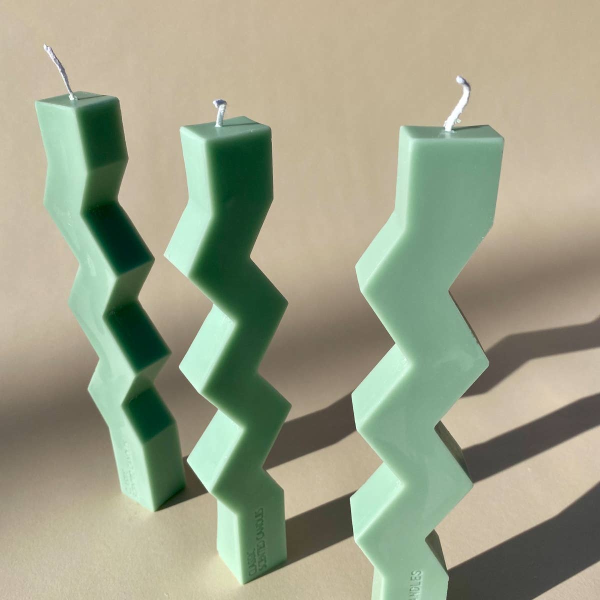 Zig Zag Pillar Candle - Teal